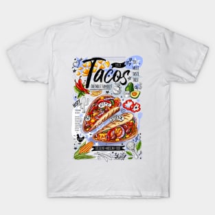 Food poster, food, Mexican, nachos, burritos, tacos, snack T-Shirt